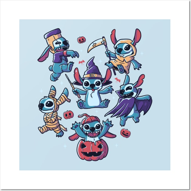 Halloween Experiments Cute Spooky Aliens - Light Wall Art by eduely